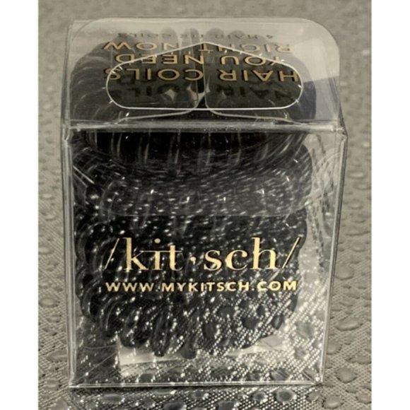 Kitsch Black Spiral Phone Cord Hair Ties Coil QS7 main image 3